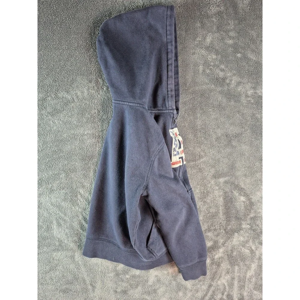 GAP NAVY BLUE MEDIUM HOODIE WITH GAP EMBEDDED USA FLAG DETAIL IN EMBLEM SZ 8-9